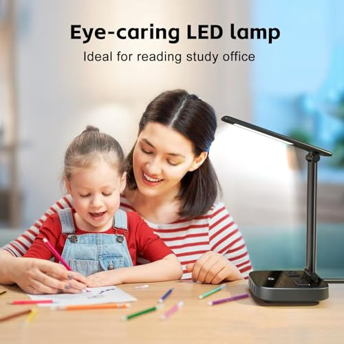 Lámpara De Escritorio Led Con 2 Puertos De Carga Usb-a Y 2 U
