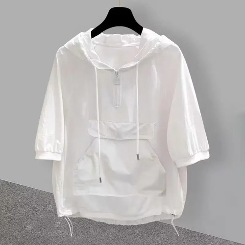 Chaqueta Tipo Camisa De Verano Con Capucha Y Protección Sola
