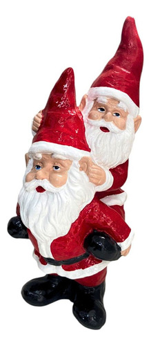 Anão Gnomo Duplo Grande Enfeite De Jardim Área Externa Papai Noel