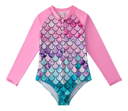 Traje De Baño De Una Pieza De Manga Larga Spa Fish Scale Par