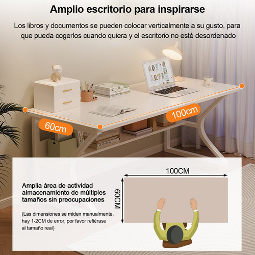Escritorio De Estudio Y Ordenador De 100 Cm Con Estante Blanco