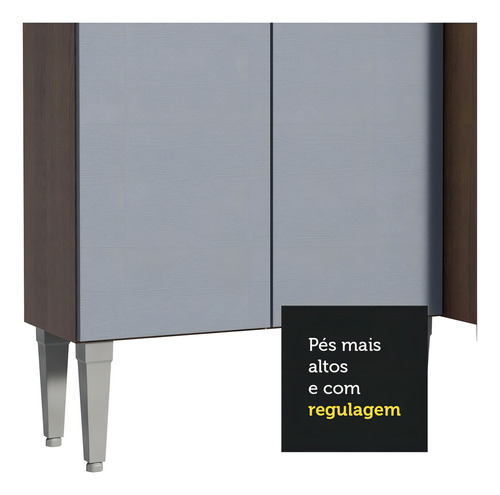 Armário Cozinha Completa 293cm Com Pia Emilly Madesa 08 Rc Cor Rustic/Cinza