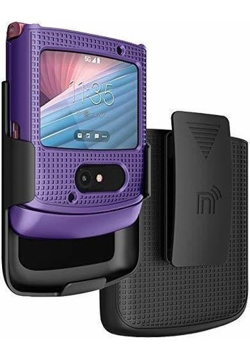 Carcasa Para Motorola Razr Protector Con Clip Color Morado