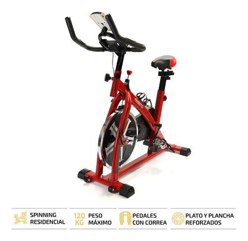 Imagen 2 de 6 de Bicicleta De Spinning Fija Femmto Bici Rueda Disco Casa Gym