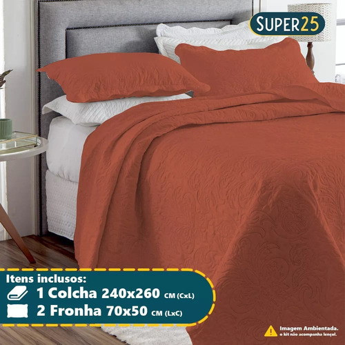 Colcha Cobre Leito Casal Dupla Face Matelado Boutis 3 Peças