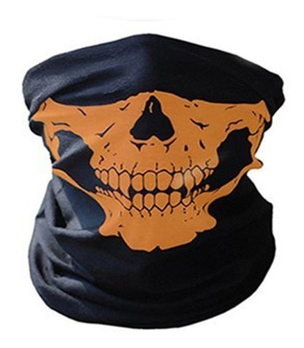 Cuello Máscara Pañuelo Para Moto Paintball Calavera Naranja