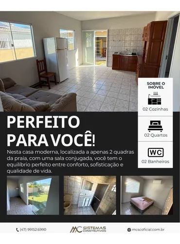 Casa Na Praia, Santa Catarina 2 Dormitórios Imbitiba Sc