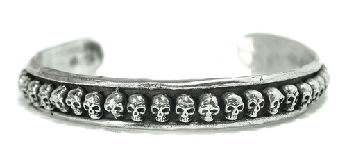 Pulsera Brazalete Calavera En Plata 1 Cm 36 Gr Art 1282