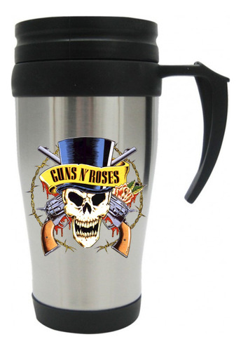 Vaso Viajero Metalico Guns N' Roses Calavera Mugs X