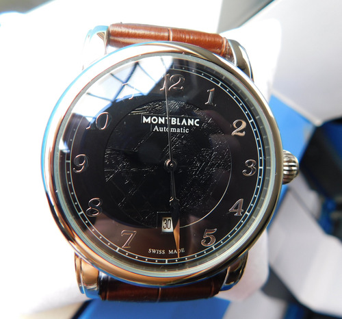 #relógio Montblanc Star Legacy Automatic Swiss Made 27 Joias Marrom Prateado Preto