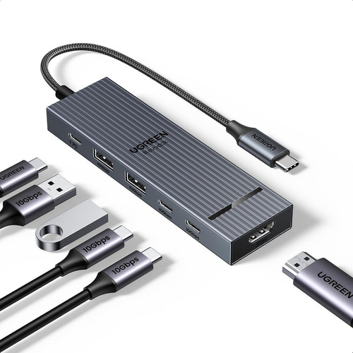 Adaptador Docking Hub Usb C Usb-a 3.2 10 Gbps - Cinza Escuro