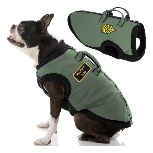 Gooby Military Vest Dog Jacket - Verde, Grande - Abrigo Cáli