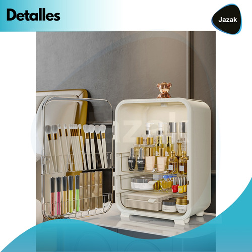 Organizador De Maquillaje Jazak / 3 Cajones / Escritorio / Vanity Box / Make Up / Perfumes / Puerta Con Visor / Acrilico / 3 Cajones / Porta Cosméticos / Skin Care / Acceso Superior / Cremas / Brochas
