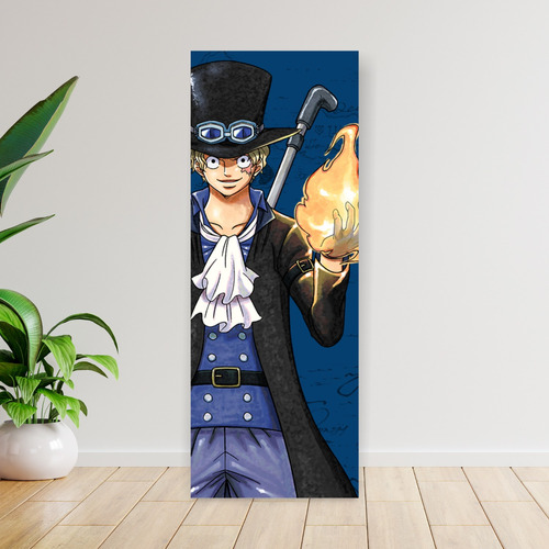 Cuadro Grande 30x80 Cm One Piece Sabo Mera Mera Animeras