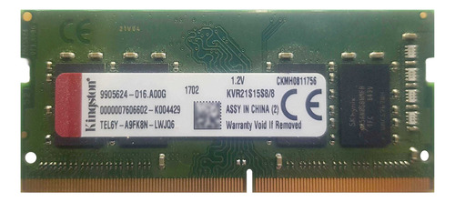 Memoria RAM ValueRAM color verde 8GB 1 Kingston KVR21S15S8/8