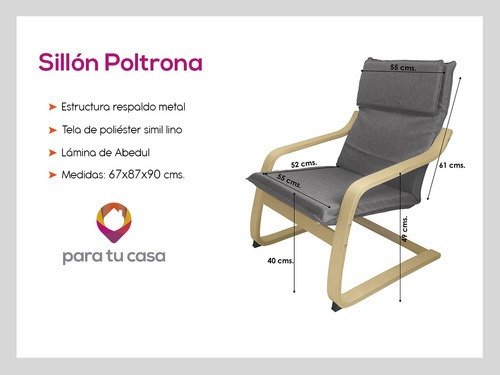 Imagen 5 de 12 de Sillon Poltrona Silla Diseño Interior Poliester Madera