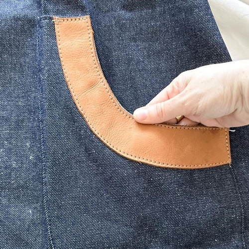 Delantal Gastronómico Unisex Jean Con Cuero