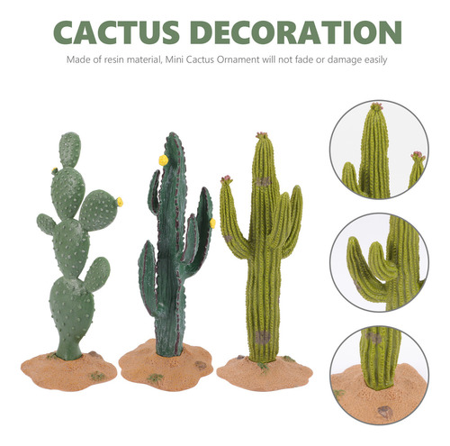 Decoração Simulada De Cactos, 3 Peças