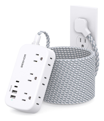 Extension Con Multicontactos Cable De 7.5 Metros De Largo Blanco