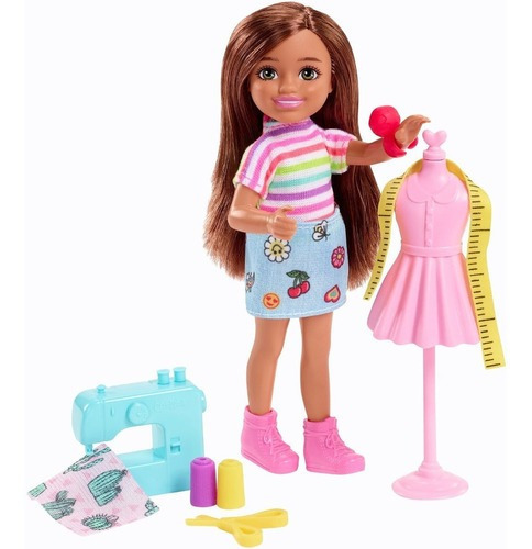 Muñeca Barbie Chelsea Diseñadora De Modas Con 8 Accesorios