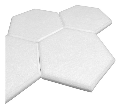 Espuma Acústica Branca Lã De Pet Hexagonal 30x2,5cm C/90 Und