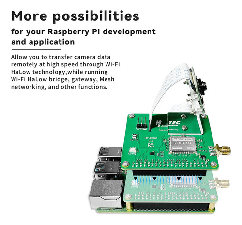 Módulo Wifi Halow Hr01 Pi-camlow Para Raspberry Pi Hat 5mp C