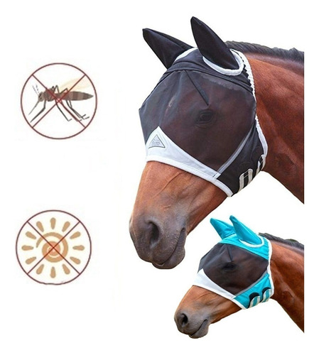 Protector De Orejas De Malla Blue Horse Fly Mask Vela [u]