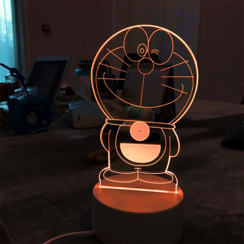Lampara 3d Led Doraemon Gato Anime Illusion 7 Colores