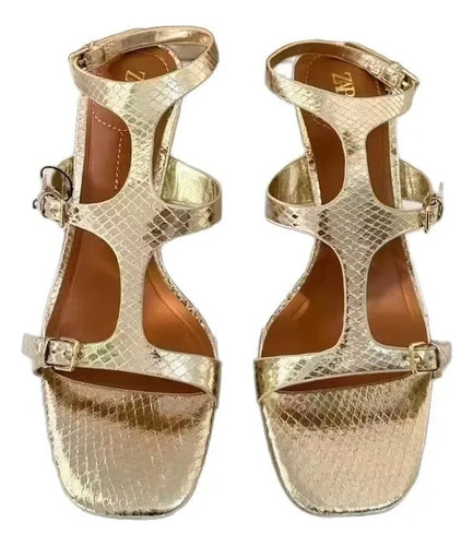 Sandalias Con Hebilla Metálica Con Estampado De Serpiente Do
