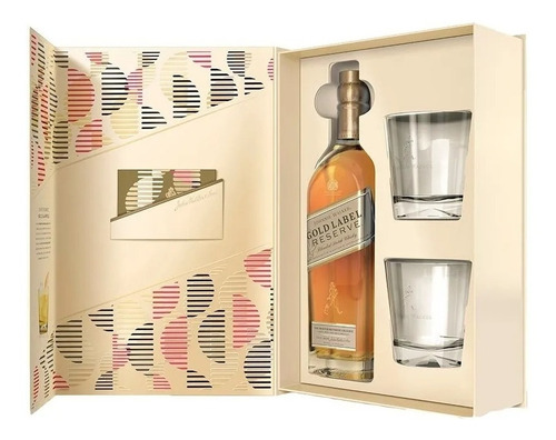 Johnnie Walker Gold Label C/ 2 Vasos Estuche La Plata 