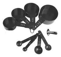 Comprar Kit Completo Xícaras E Colheres Medidoras De Cozinha Cor Preto