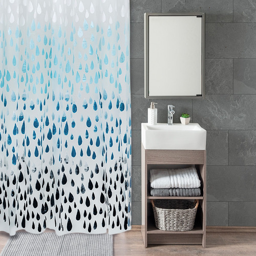 Cortina Para Baño De Peva Bath Styles Color Azul Gotas