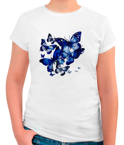 Playera Algodón Peinado Mariposas Azules - Moda - Primavera
