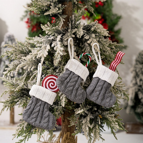 12 Medias Navideñas Tejidas, Decoración De Mesa