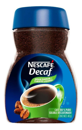 Café instantáneo clásico descafeinado Nescafé Decaf frasco 40 g