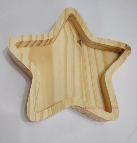 Figura Madera Pino Cuenco Estrella Grande 25cm 