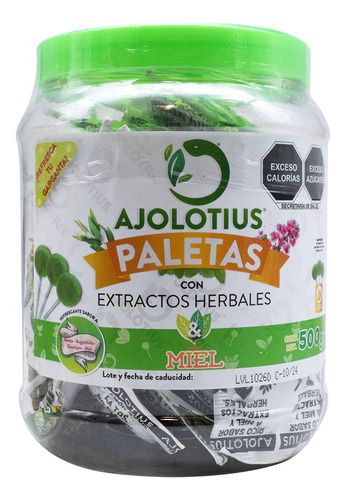 Paletas Ajolotius Con Extractos Herbales 50 Pzas.