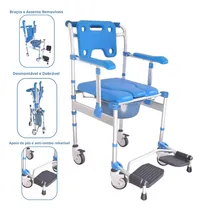 Comprar Cadeira De Banho Higiênica Idoso Adulto Dobrável Com Bacia Até 120kg Braço Levantável Supermedy
