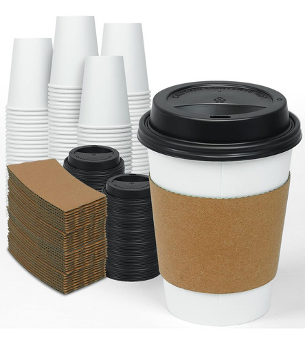[paquete De 100 Tazas De Café De Papel Grueso Desechab...