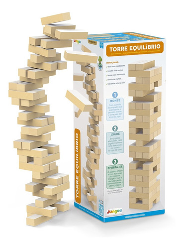 Torre Equilíbrio Madeira 57 Pçs Jogo Jenga Brinquedo Junges