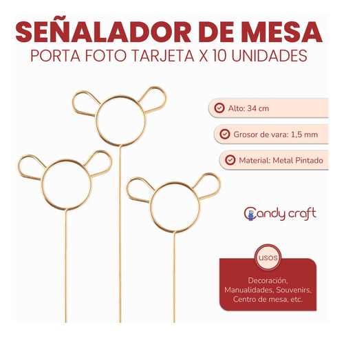 Señalador De Mesa Porta Foto Tarjeta X 10unis Centro De Mesa