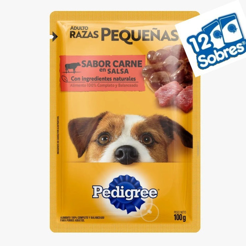 Pedigree Alimento Húmedo En Sobre Perro Raza Peq Carne 12un