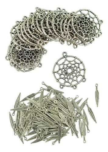 120pcs Colgantes De De Conector De De De Plumas De Plata