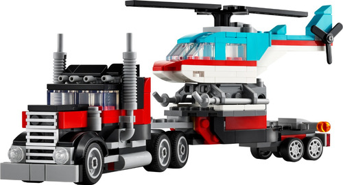 Lego Creator 3 En 1 Camion Plataforma Con Helicoptero 31146