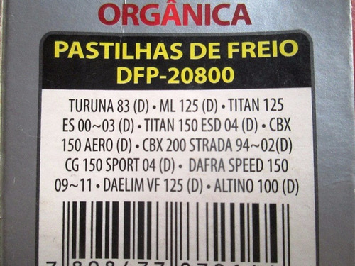 Pastilha De Freio Ml125, Dafra Espeed, Daelim Vf, ...