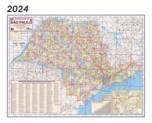 Mapa Estado Sao Paulo 120cm X 90cm 2019