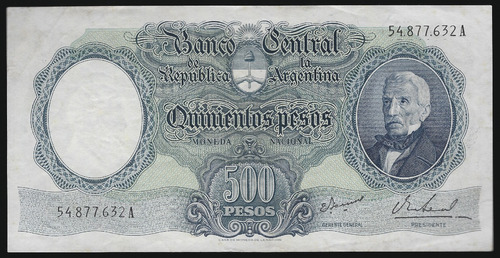 Argentina, 500 Pesos, 1968. B#2123. Vf / Vf+