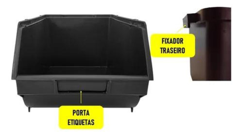 Kit 12 Caixa Organizadora Bin N8 Plástica Resistente Preto