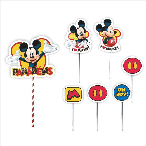 Topo De Bolo Decoração Mickey Mouse Festa Topper Completo