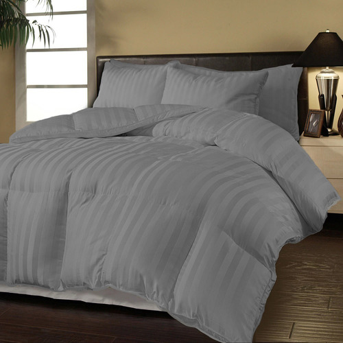 Imagen 2 de 2 de Plumón Doble Sateen Stripe - Doble Faz Negro - Gris
